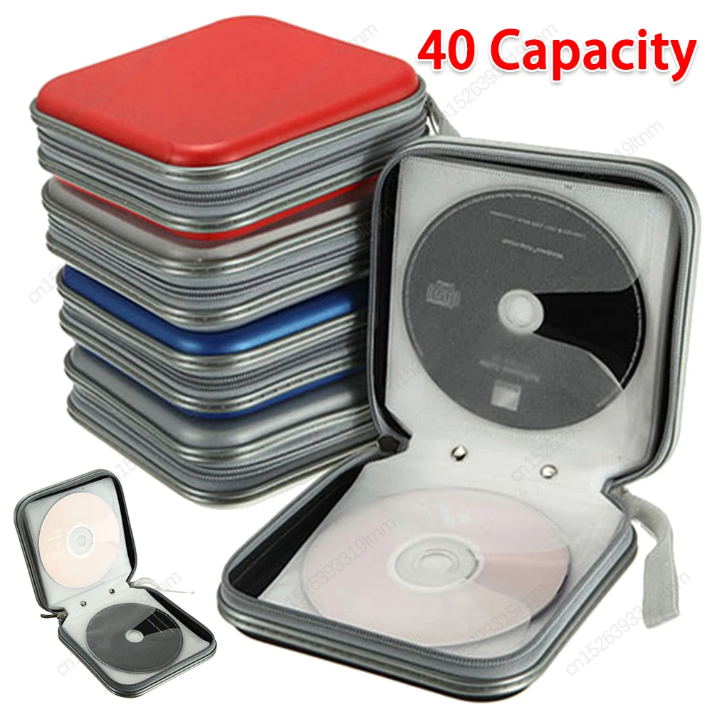 CD DVD Storage Bag 40 Capacity Compression Portable with Zipper for Home Car Album Box Disc Pack Organizer