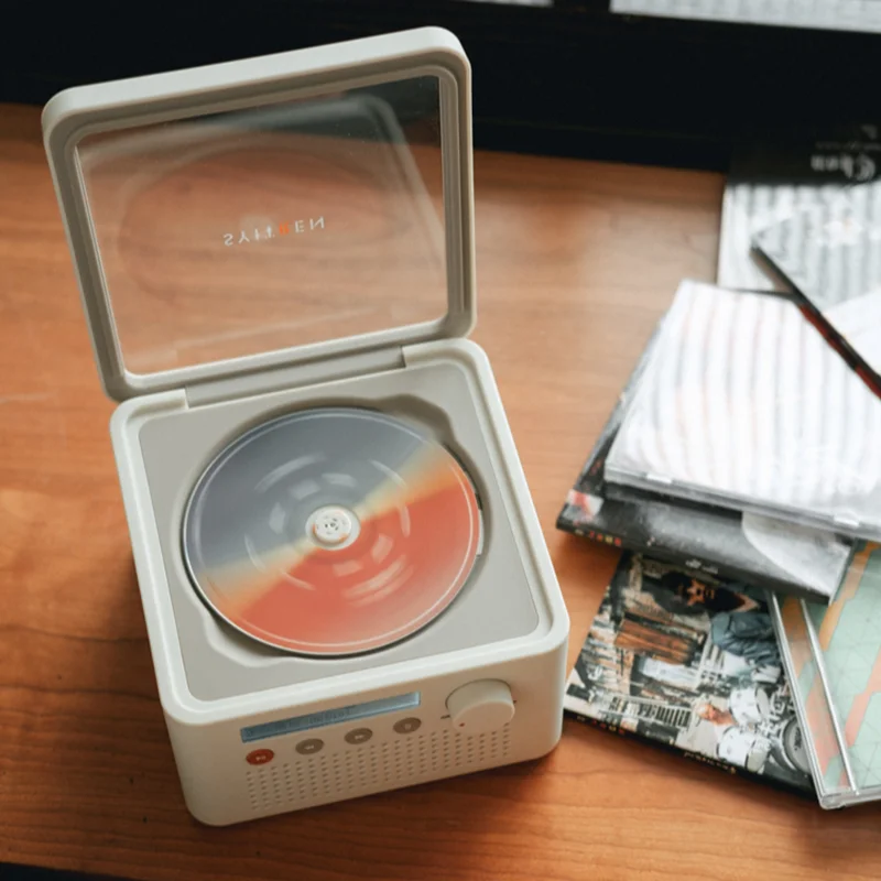 Syitren All-in-One CD Player Two-way Bluetooth Stereo HIFI Fever Retro Audio Player Rechargeable Built-in Speaker
