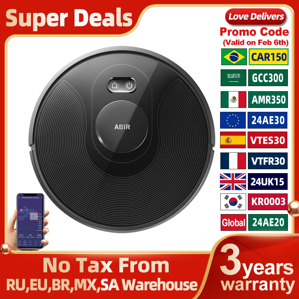 ABIRX8RobotVacuumCleanerLaserSystemMultipleFloorsMapsZoneCleaningRestrictedArea