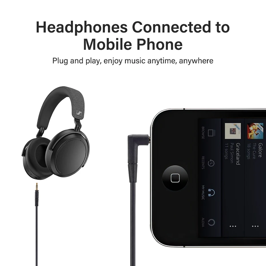 3.5mm to 2.5mm Headphones Cable For Sennheiser HD 400S 450BT 350BT 4.30 4.40BT 4.50 BTNC Momentum 4 3 2 1 Audio Wire 1.5M Long