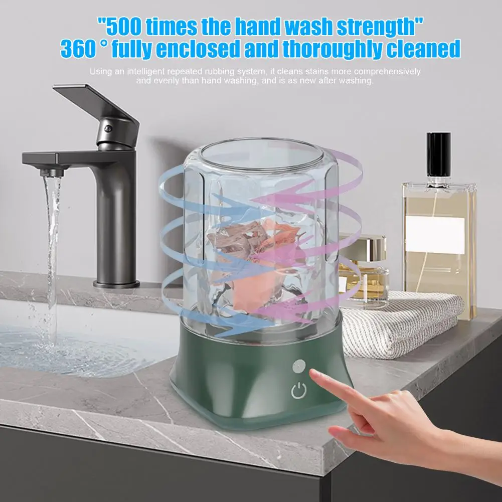 Portable Mini Washing Machine Compact Cordless Laundry Machine Rechargeable Portable Washer for Socks Lightweight Small Washing