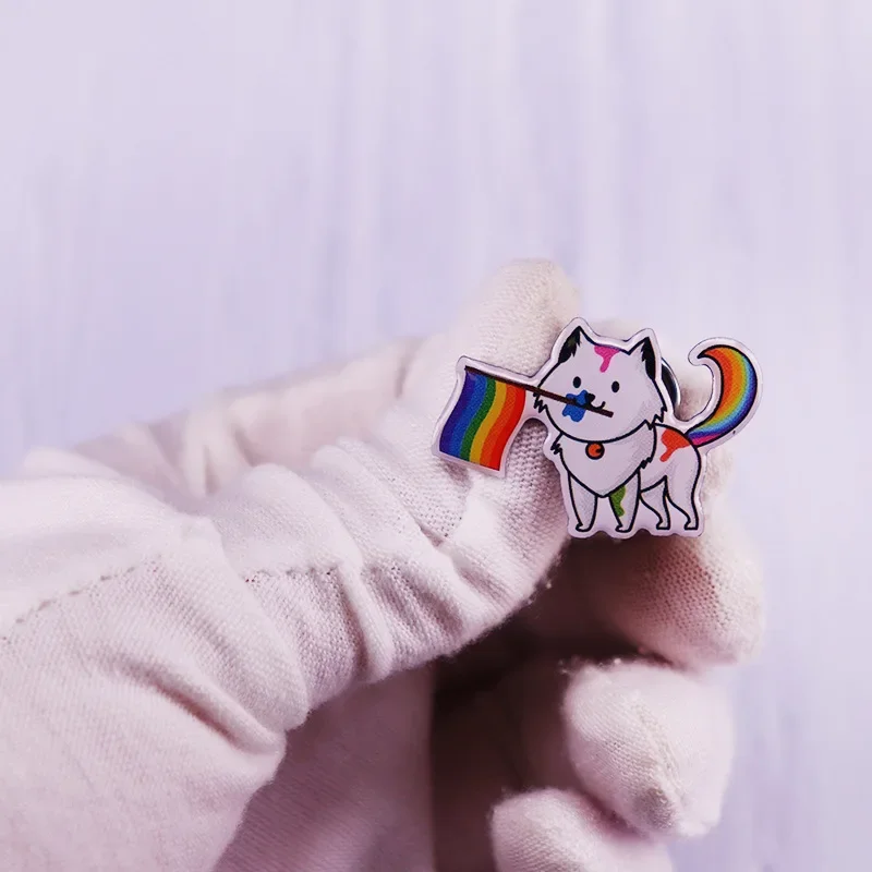 Lapel Pin Gift MYOSPARK Bisexual Cat Brooch Pin - LGBT Pride