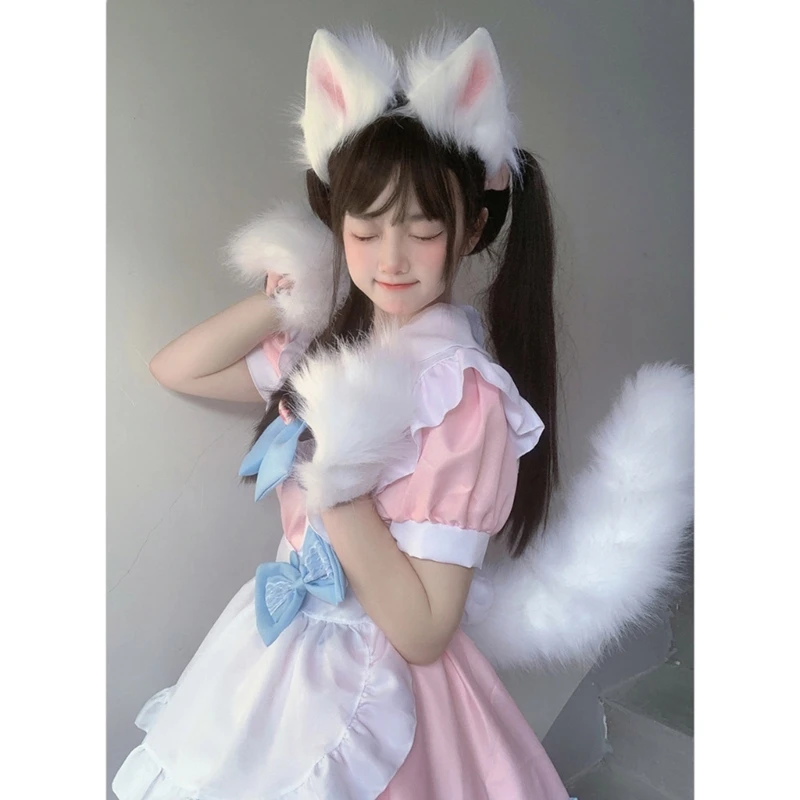 Amosfun Hoofdband met berenoren, mooie oorhoofdband, hoofddeksel, cosplay- hoofdbanden, berenkostuumaccessoires, geluksberenkostuum, berenkostuum, wollig dier, uitgiftekaart, Fräulein pluche