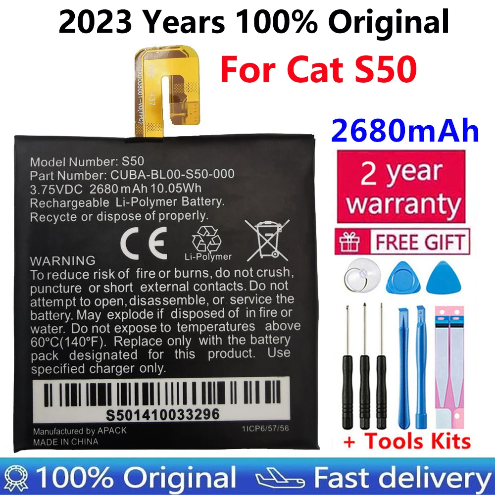 

100% Original 2680mah For Cat S50 CUBA-BL00-S50-000 battery for Caterpillar Cat S50 Mobile Phone batteries+Gift Tools +Stickers