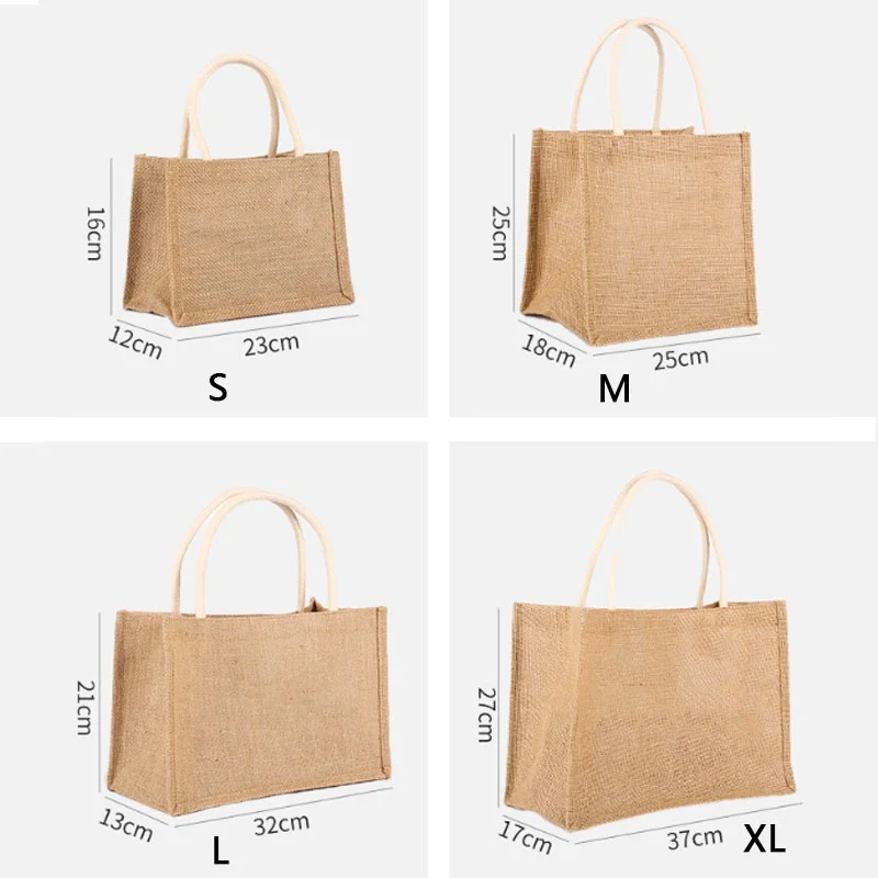 Enhanced Burlap Tote: Portable Multipurpose Jute Bag for Shopping, Beach, and School