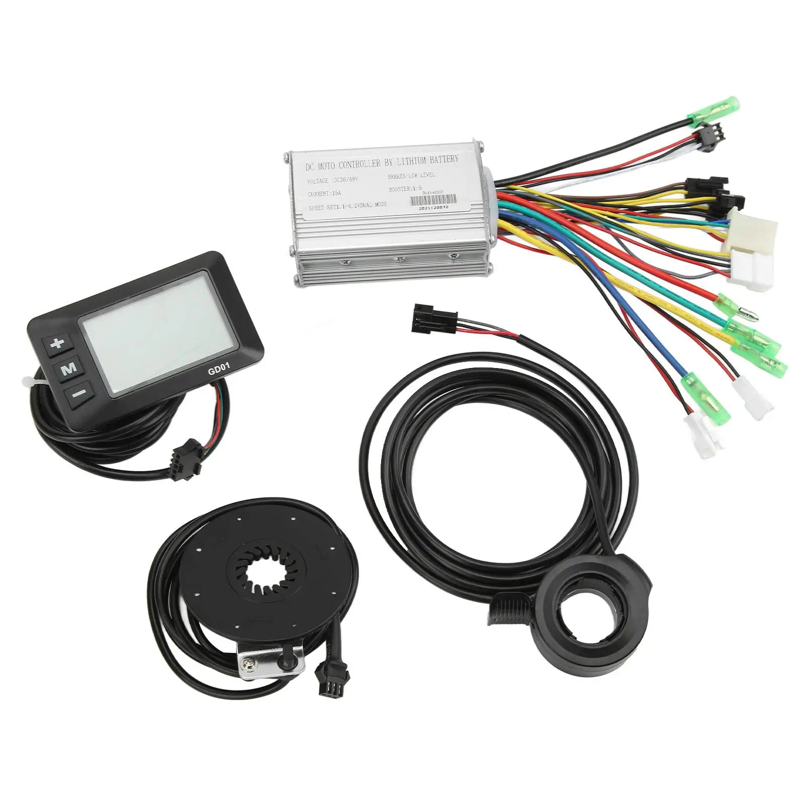 전기 자전거 변환 키트, LCD-GD01 패널 및 썸 스로틀 메탈 하우징 포함, 350W 모터용