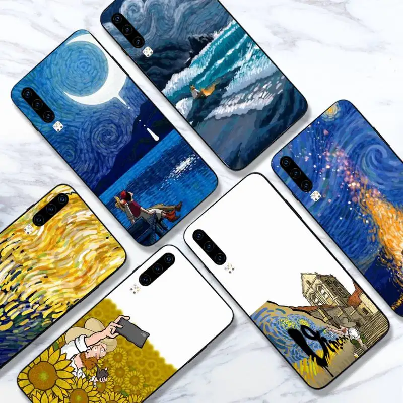 Van Gogh Cartoon Oil Painting Art Phone Case Per Huawei Honor Mate 30 40 50 20 8 70 5 9 10 Pro P X I S Y Lite Nova