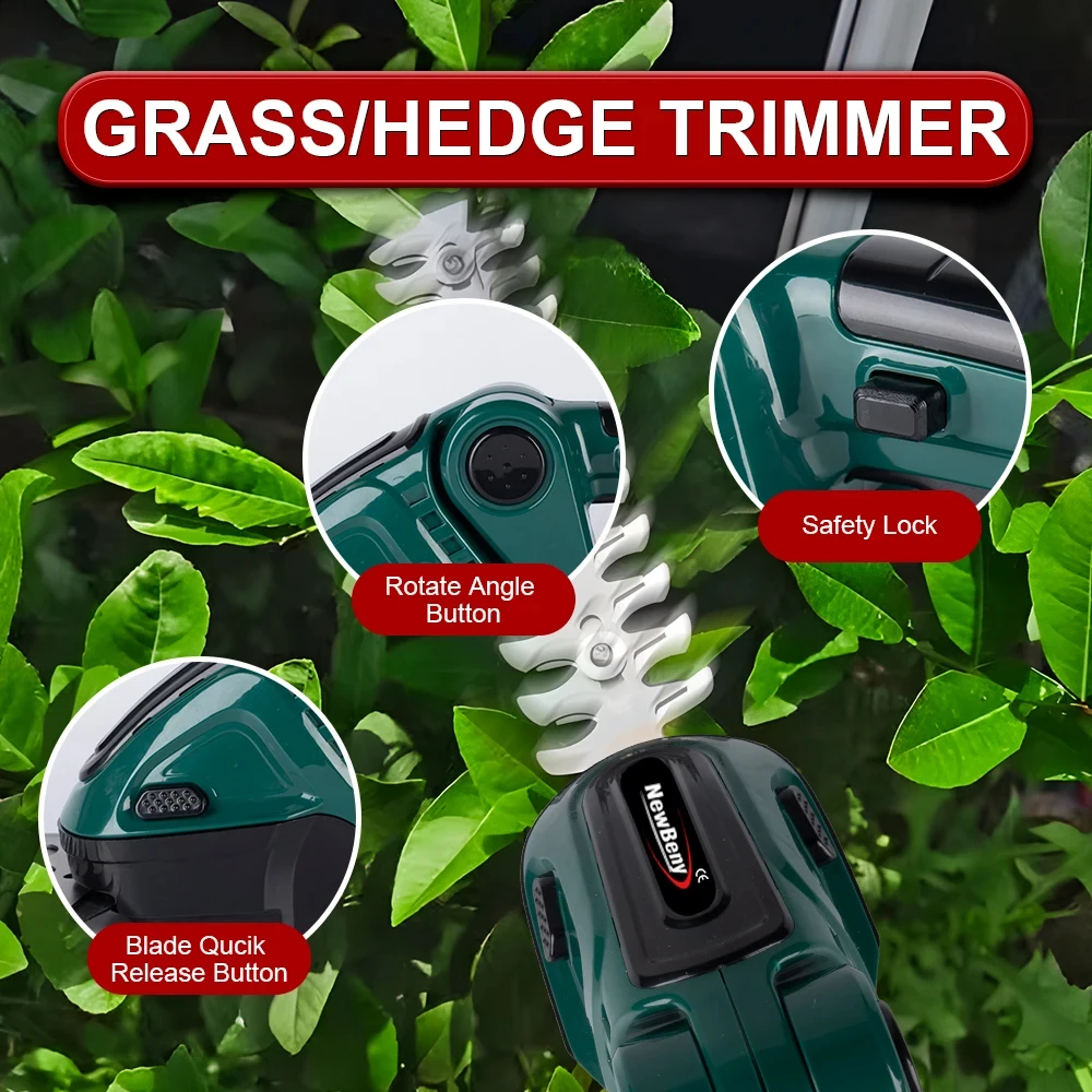 New 2 IN 1 Handheld Electric Hedge Trimmer Garden Tool 24V Cordless Rechargeable Household Shrub Weeding Pruning Lawn Mower 2