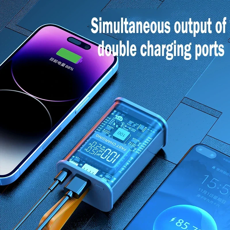 DIY Portable Power Bank Box 21700 Battery Charger PD22.5W Fast Charging 10000mAh Polymer Battery Case On-the-Go Charging Battery Charger Power Bank Case Battery Power Bank Box