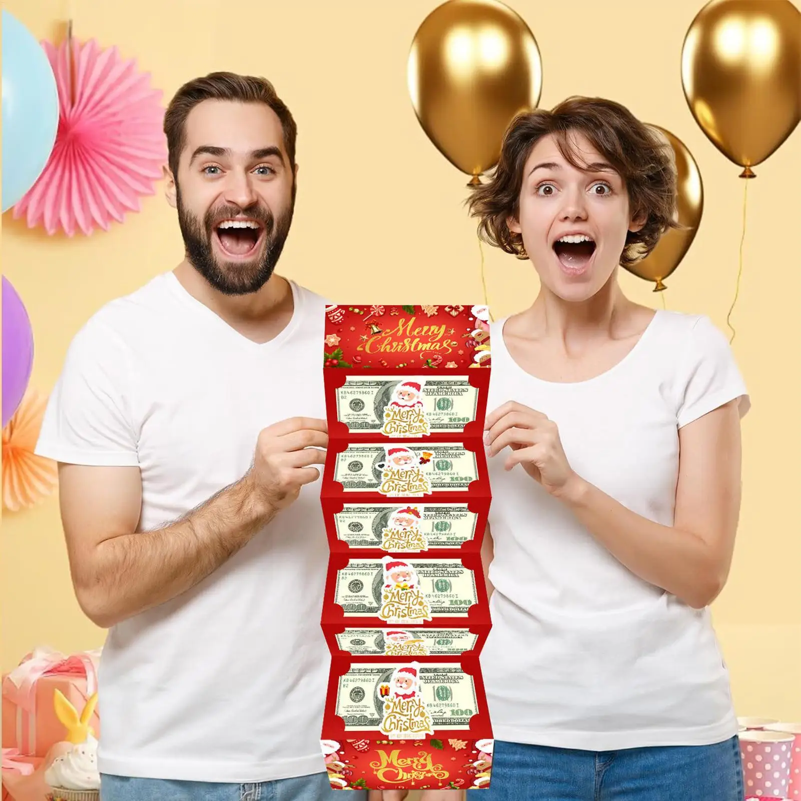 Christmas Money Holder Santa Theme Party Supplies Christmas Santa Cash Envelopes With 6 Slots For Men Women Girls Youth Teens