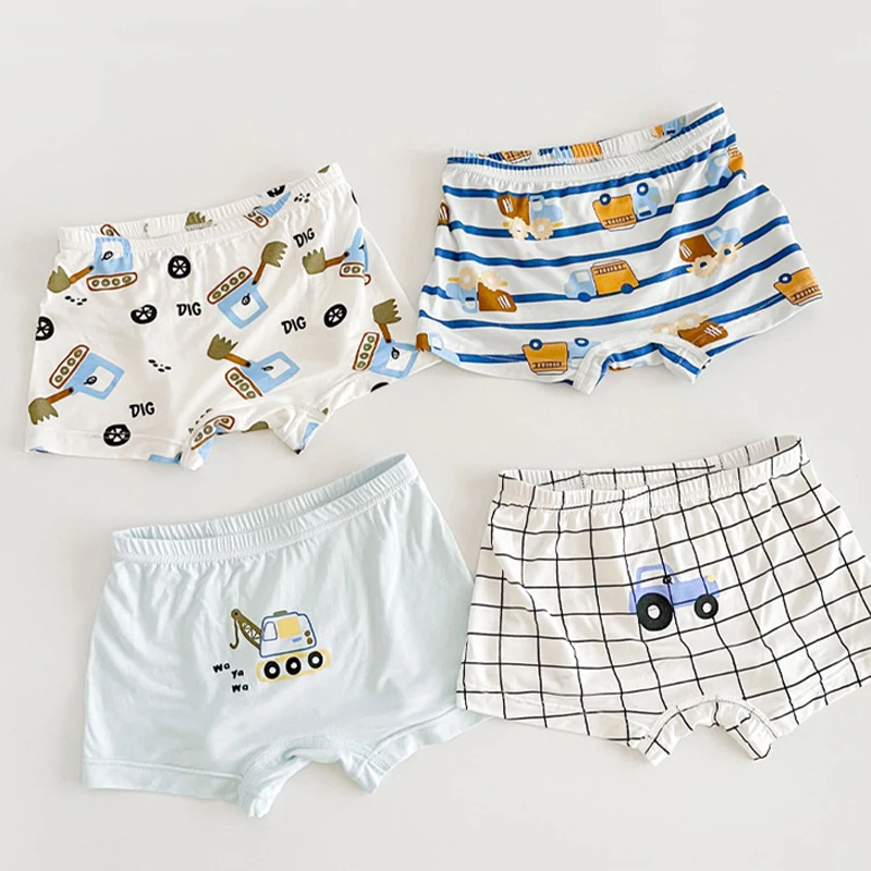 4 Pairs/Lot Modal Children'S Underwear New Cartoon Puppy Boys And Girls Panties Breathable Kids Underpants