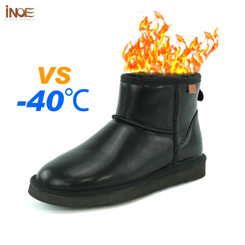 Winter Boots INOE Waterproof Sheepskin Leather Natural Fur Lined Short for Women Casual Ankle winter boots ankle boots
