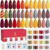 22pcs Dip Powder Nail Kit with 16 Yellow Red Green Brown Colors Air Dry Dipping Powder and Dip Liquid Set for Nail Art 1