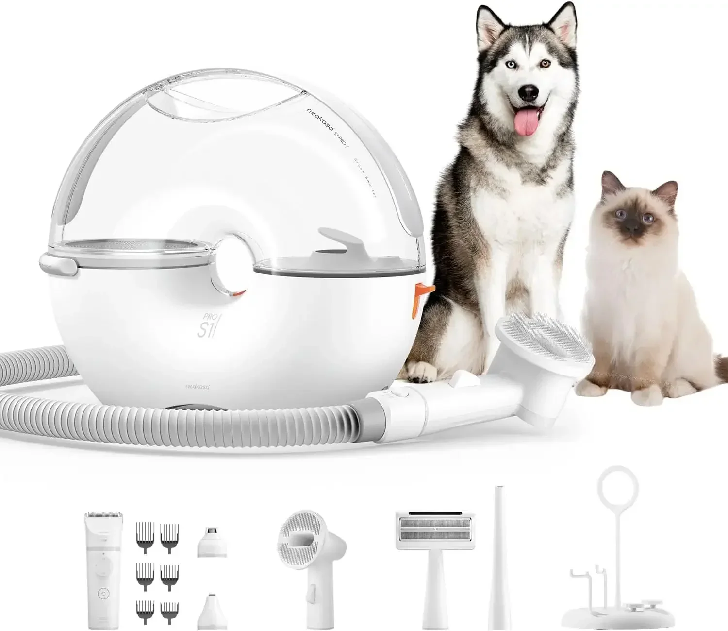 Neakasa by Neabot S1 Pro Dog Grooming Kits, 3L Capacity Pet Grooming Vacuum with Dog Clippers Nail Grinder, 0dB Noise