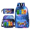 Stumble Guys Backpack 3Pcs Travel Bag Canvas Backpack Students School Bag For Boys Girls Canvas Teens Laptop Zipper Mochilas 4