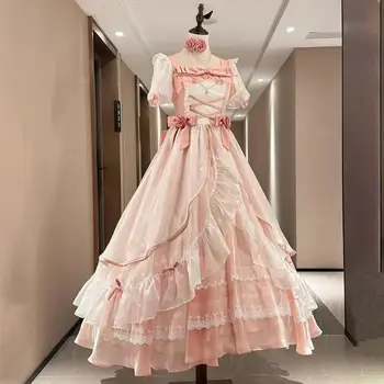 European Style Large Hemline Lolita Dress Girls Adult Ceremony Banquet Uniform Women Halloween Event Princess Cosplay Clothing