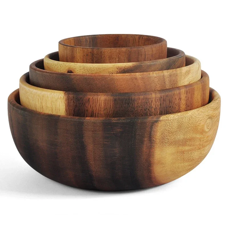 Salad Container Acacia Wood Serving Bowl for Fruits Salad Eco-friendly