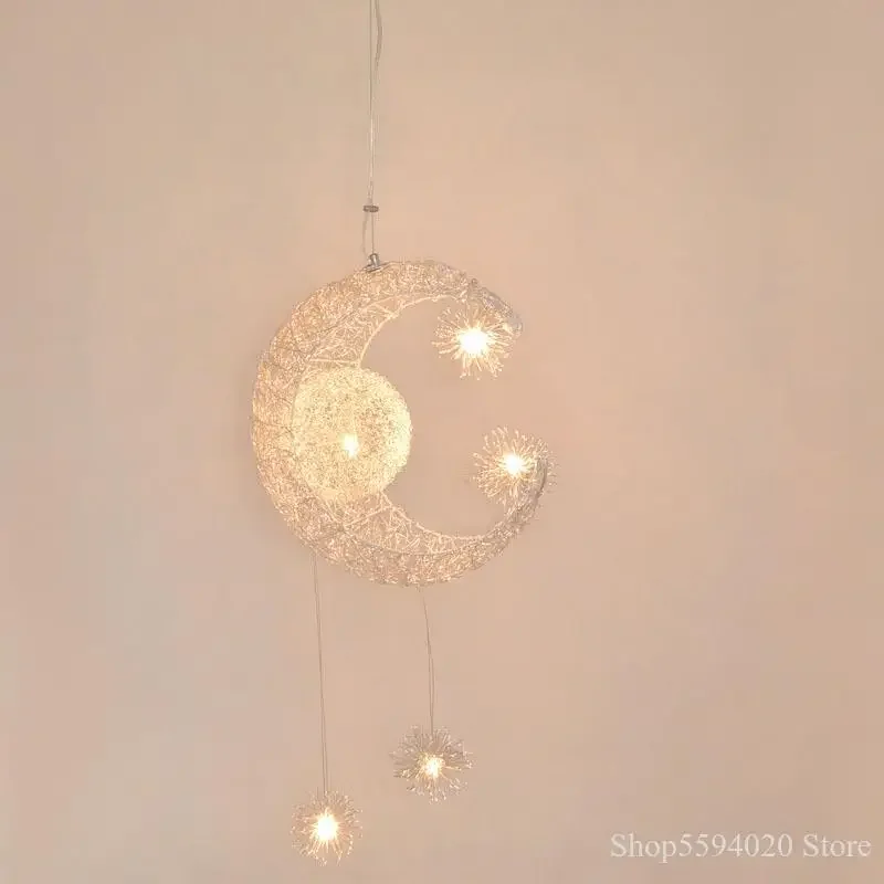 

Modern Lunar Star LED Chandelier Lights Balcony Study Simple Stair Chandelier Kids Home Bedroom Star Hanging Lamp Modern Pendant