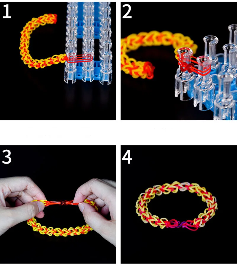 Loom Band Weaver Kit Transparent Loom Rubber Bands Kits S Clips 48/100/300/500/2000PCS for DIY Loom Bands Bracelet Charms Accessaries