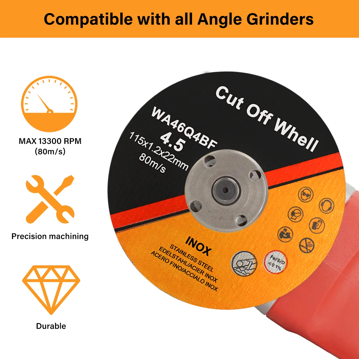 25X 115MM METAL CUTTING BLADE DISC 4.5" STAINLESS STEEL ANGLE GRINDER THIN 1.2MM