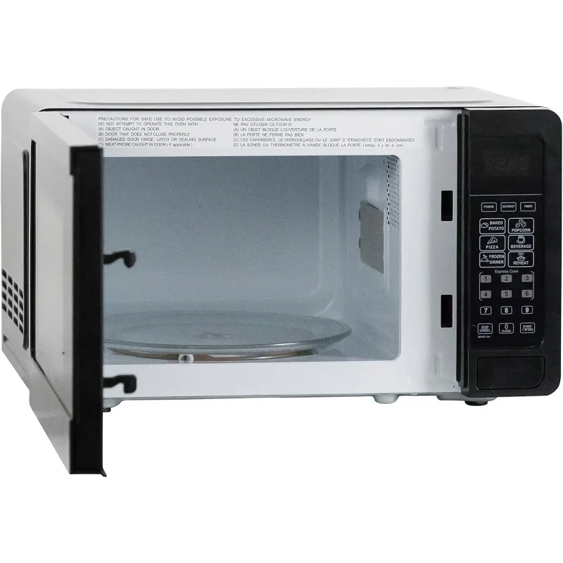 Microwave oven 700W compact with 6 pre-cooking settings, fast defrost, electronic control panel and glass turntable 3