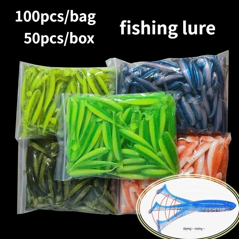 Wholesale 100Pcs/Set Soft Silicone Worm Bait Set Sea Fishing