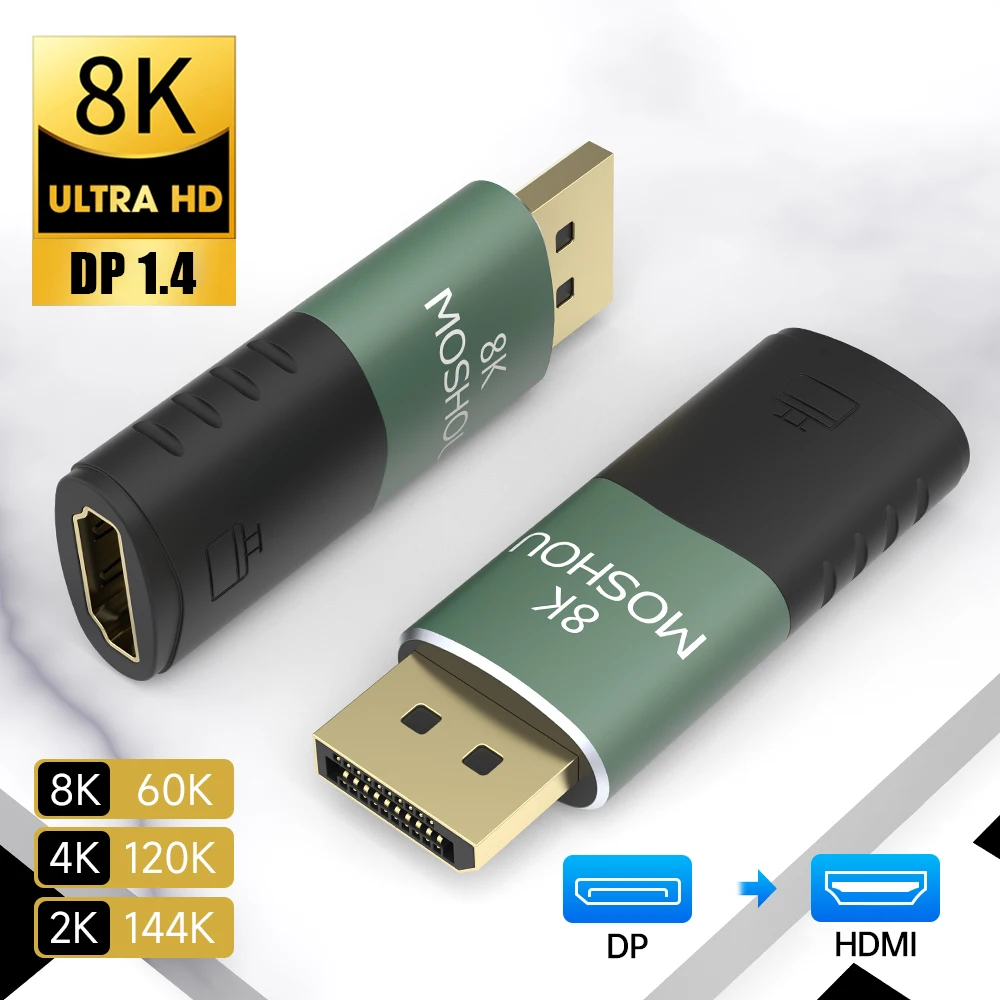 MOSHOU 8K@60Hz DP to HDMI Cable Adapter Female to