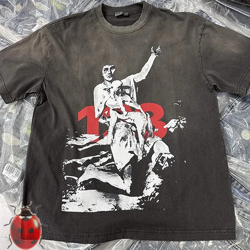 

Vintage Wash Gray GYM RRR123 T-Shirt 2024 Summer Men Women Abstract Female Cuddle Sheepie Graphic T-Shirt Oversize Fit Tops Tee