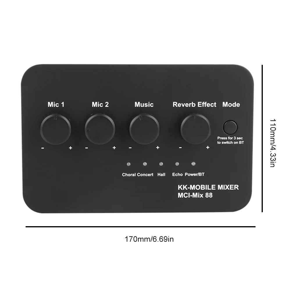 Portable Karaoke Microphone Mixer 3.5mm AUX BT Connection with 2 Mic Inputs Karaoke Sound Mixer for Smart TV PC Speaker