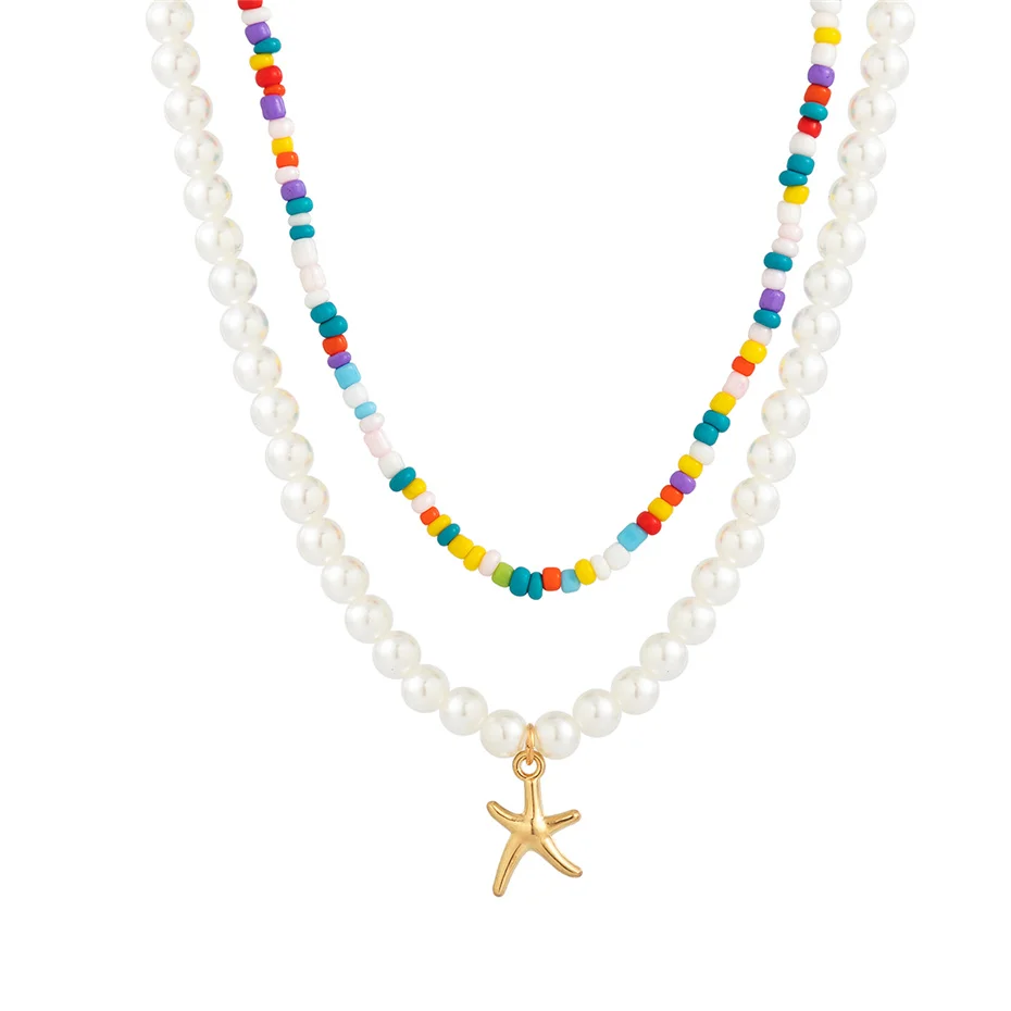 Ingemark Boho värvilised seemnehelmed pärlikett kaelakee naiste vintage meritäht ripats Choker Y2K ehted_voghion.com