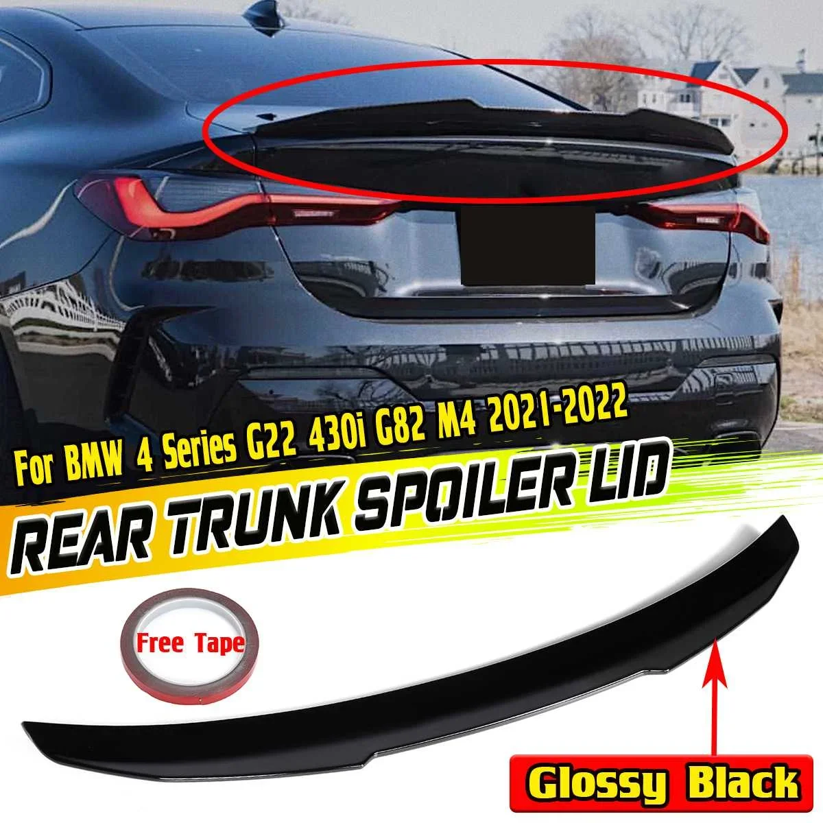 

G22 PSM Style Car Rear Trunk Spoiler Lip Boot For BMW 4 Series G22 430i G82 M4 2021-2022 Rear Trunk Spoiler Boot Wing Body Kit