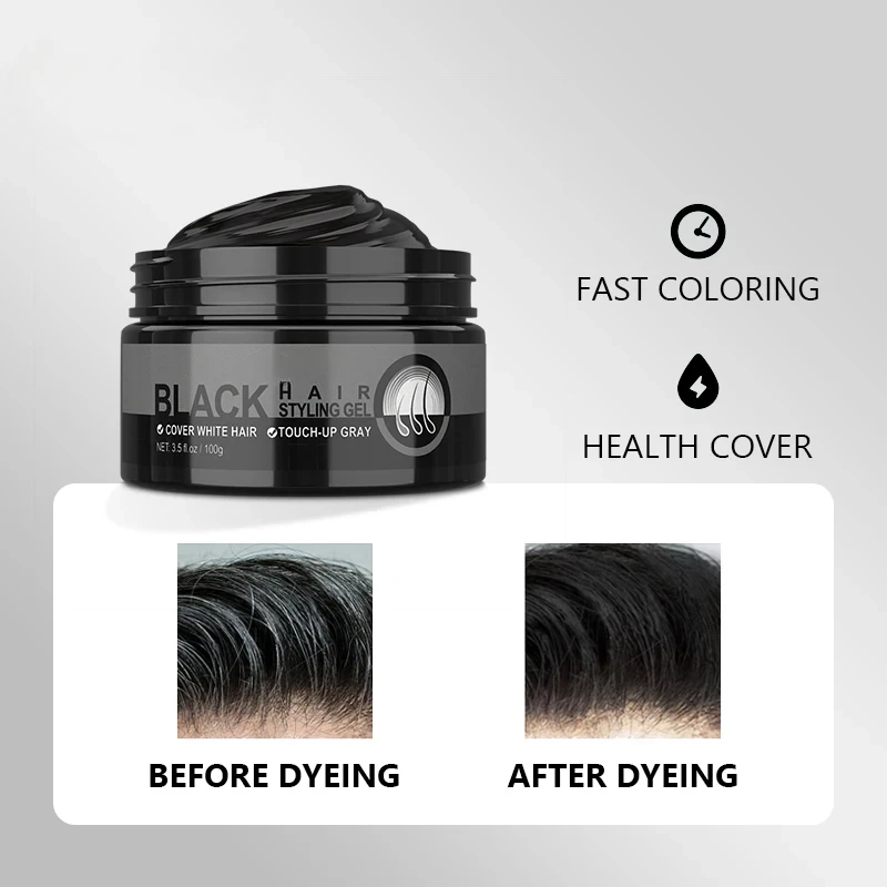 Hair Clay Black Color Dye Hair Wax for Men Women Styling Pomade Long-lasting Dyeing Hair Styling Gel Repair Damaged Hair