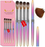 4pcs Kolinsky Acrylic Nail Brush Set Size 10/12/14/16 for Acrylic Powder Application Brushes Art Extension & Carving Salon Home 2