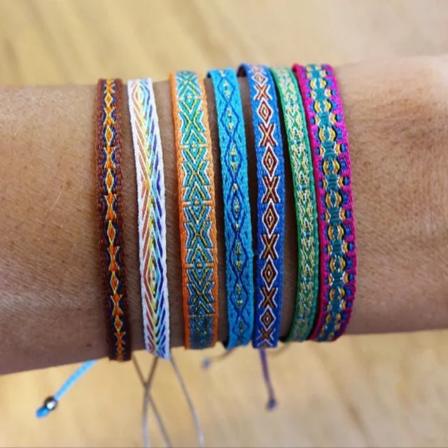 Boho Pulseras de Tela, Hilo ajustable, Pulsera de la Amistad