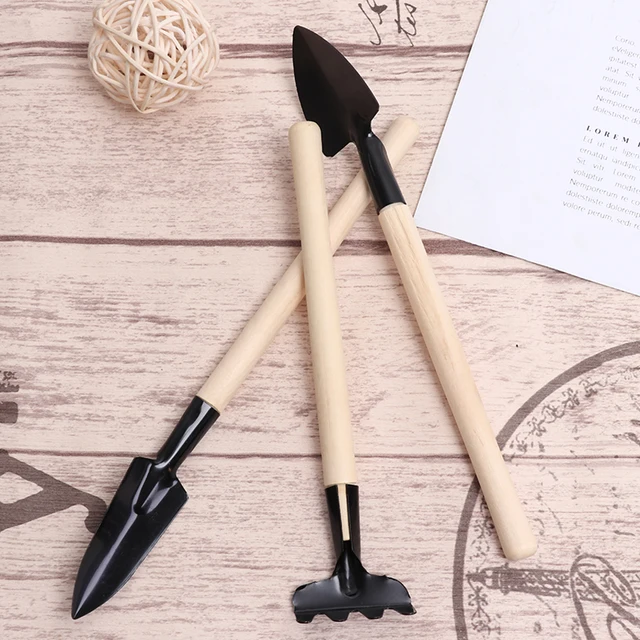 Mini Kerti Kertészeti Növényi Szerszámok Fából Készült Fogantyúval Lapát Ásó Gereblye Csepp Hajó - Image 5