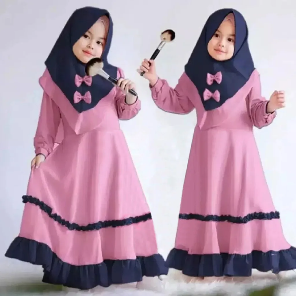 Kid Dubai Girl Robe Abaya Traditional Dress Clothing Baby Ramadan Sweatpants And Hoodie Set for Girls Baby Stuff for Girls