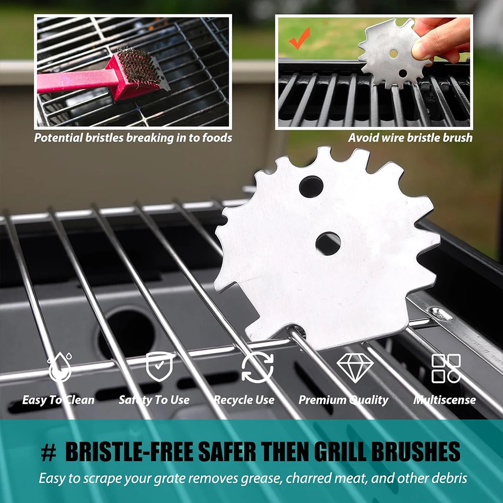 Portable Metal BBQ Grills Grate Cleaner Cleaning Barbecue Scraper Scrubber Tool Grill Cleaning Barbecue Grill Scraper