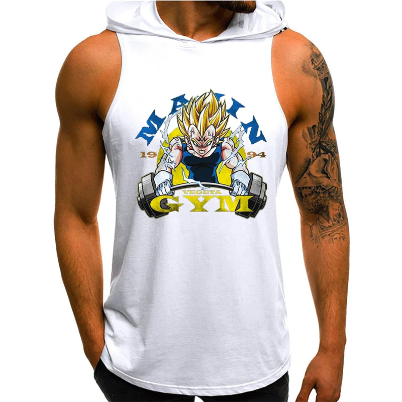 Anime Sleeveless Hoodie Men Shirt Muscle Fitness Guys Gym Clothing Summer  Bodybuilding Hooded Tank Tops Quick Dry Running Vest _ - AliExpress Mobile