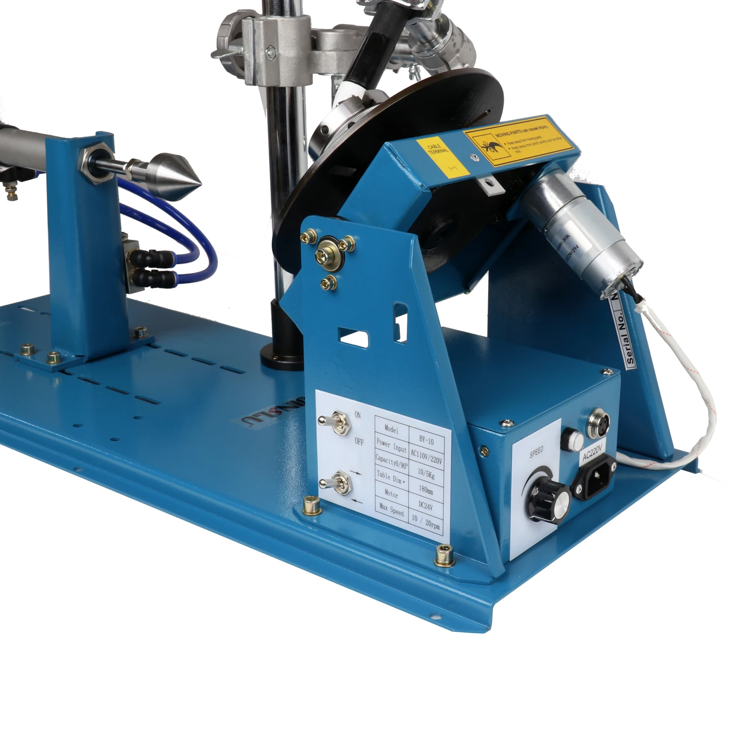 BY-10T Mini Welding Positioner Welding Rotator Turntable Equipment 110/220V with K01-63 3 Jaws Chucks and Torch Holder 4