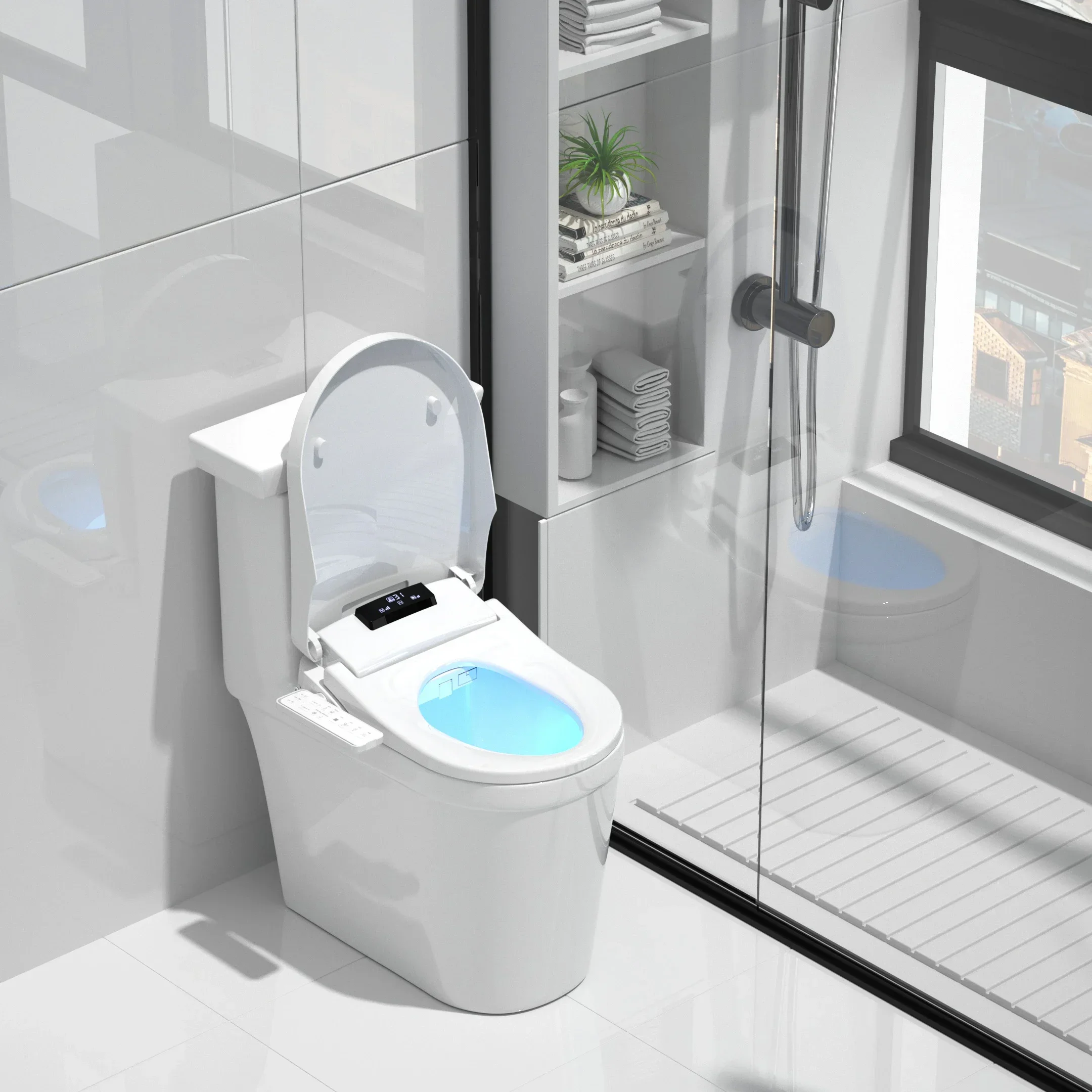FOHEEL D Shape Smart Toilet Cover Seat Auto Open Intelligent Lid