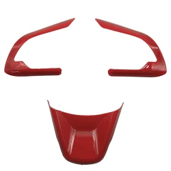 Elegant Car Steering Wheel Decorative Panel Cover - Premium Auto Interior Accessory (Red)