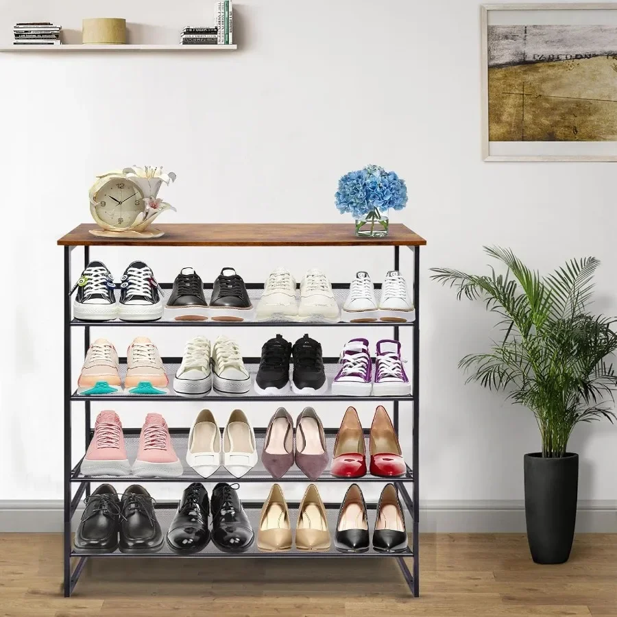 5Tier Tilting Adjustable Freestanding Shoe Rack 12Pairs for Durability and Stability for Entryways Hallways Closets Dormitory R