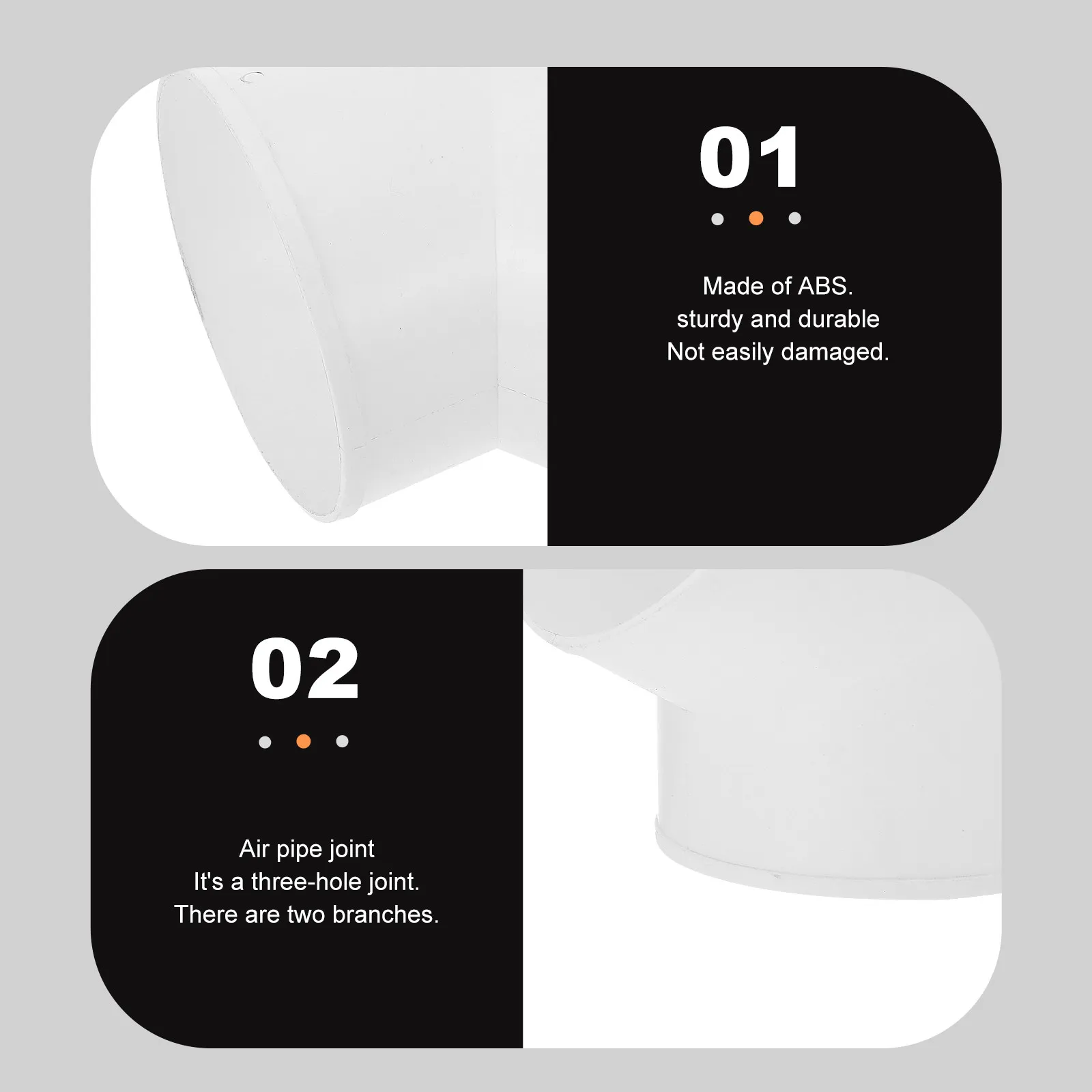 배기 팬용 1Pcs 덕트 커넥터 3방향 분배기 ABS 구조 견고한 덕트 어댑터 낮은 공기 흐름 저항 배기 팬