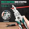Electrician Specific Wire Stripping Pliers 18 in 1 Multifunctional Foldable Pliers for Wiring Cutting Anti-Slip Stripping Pliers