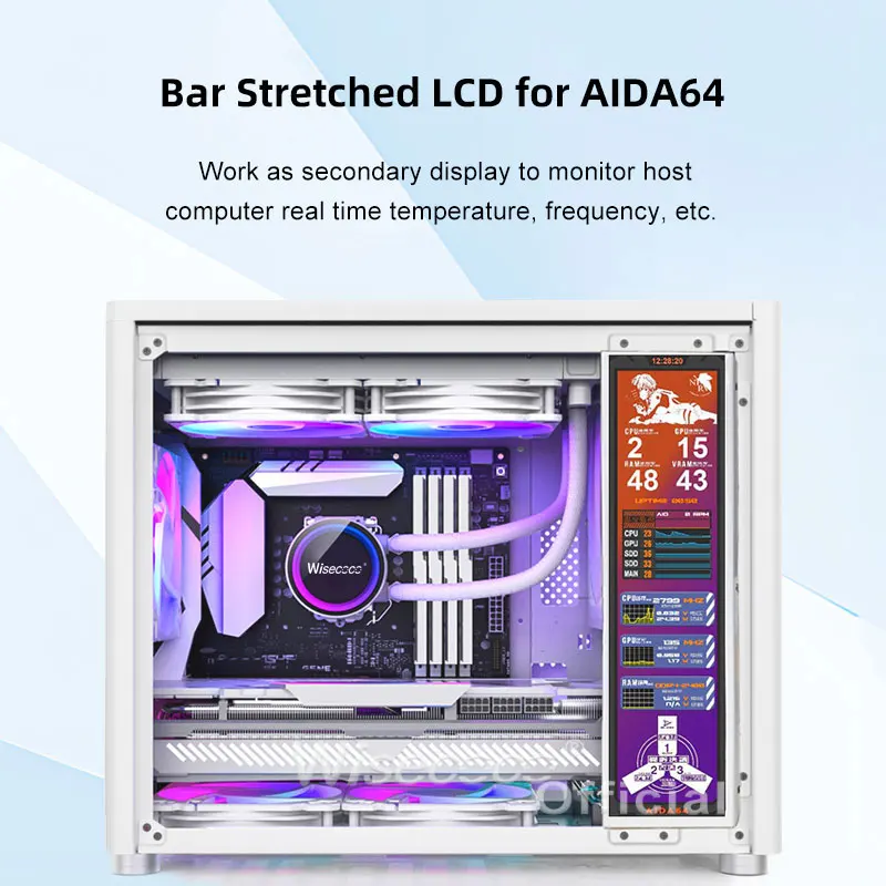 Wisecoco-mini Monitor Secundário Portátil Auxiliar Aida64 Sub Display para pc Cpu Gpu Monitoramento Ssd 7.84 400×1280