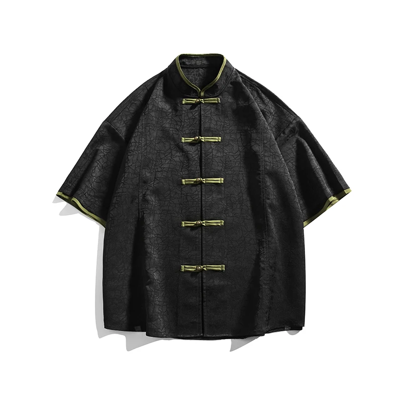 Chinese Shirts for Men Short Sleeve Streetwear Shirts Casual Knot Button Down Summer Beach Hawaiian Shirt for Men XXXXXL