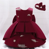 Toddler Baby Girl Birthday Princess Dresses Newborn Wedding Party Dress For Girls Infant Embroidery Bow Summer Clothes 12M 5Y 2