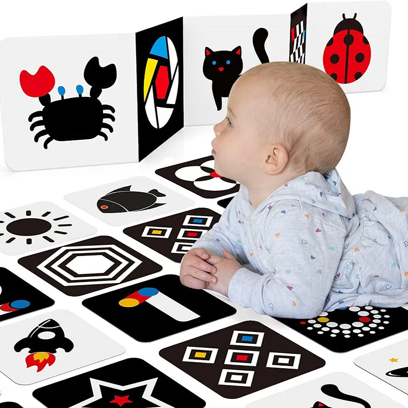 Libros para bebés Desarrollo temprano Sensorial Libro de tela para bebés  Juegos para bebés Libros blancos negros Juguetes para bebés 0 12 meses 1 2  años de edad