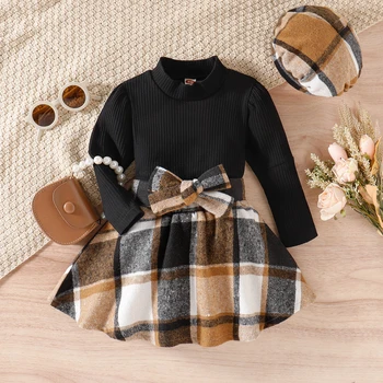3PCS Girls' Winter Top, Skirt & Hat Set 1