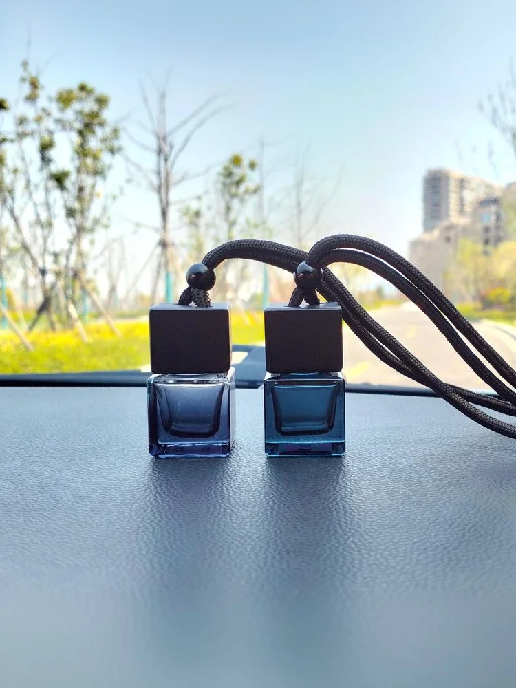 1Pc Schwarz Abdeckung Platz Glas Auto Parfüm Leere Flasche Anhänger Auto Montiert Parfüm Anhänger Duft Öl Diffusor Auto Innen – Detail 10